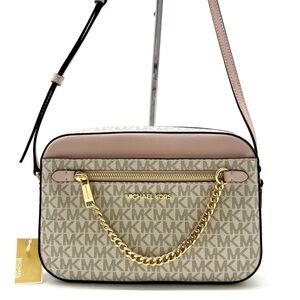 Michael Kors Large EW Zip Chain Xbody Crossbody Bag Powder Blush Multi